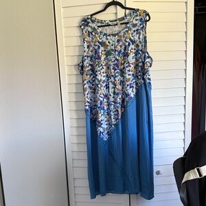 LOGO by Lori Goldstein Floral Blue Midi Dress